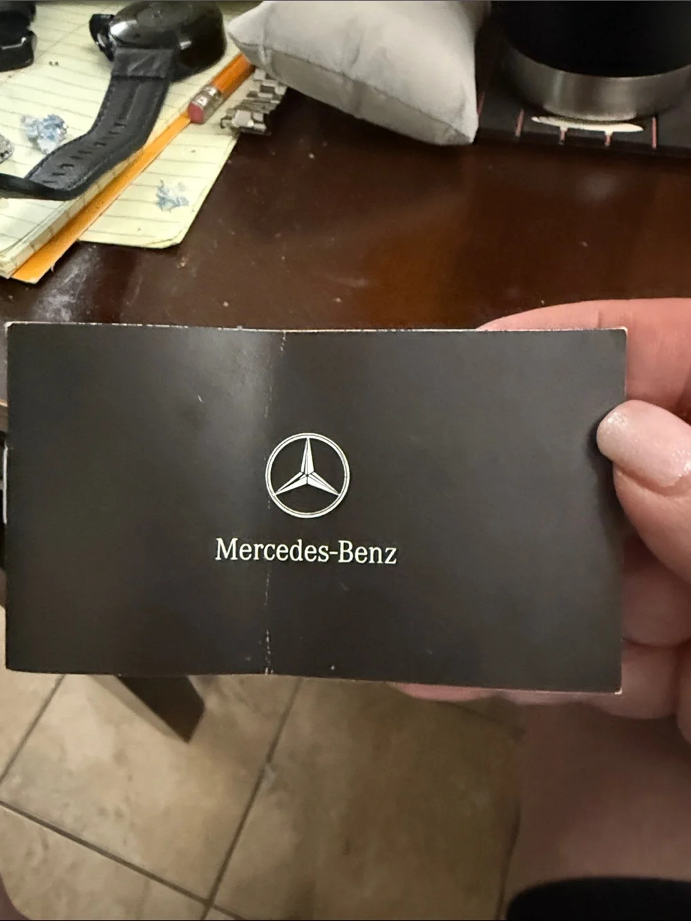 Mercedes-Benz Men's Black Dial Leather Strap Watch